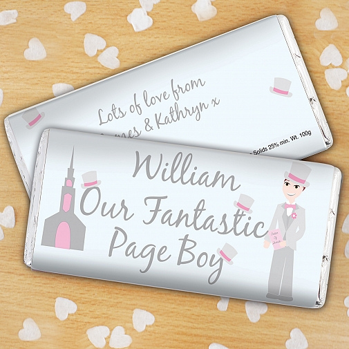 Personalised Fantastic Page Boy Milk Chocolates Bar