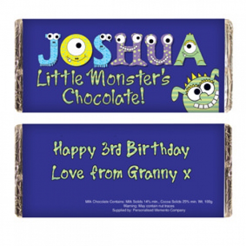 Personalised Little Monsters Milk Chocolates Bar