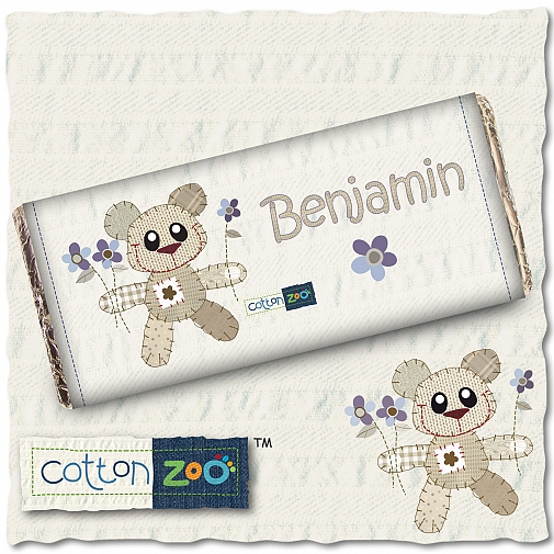Personalised Cotton Zoo Boys Tweed the Bear Milk Chocolates Bar