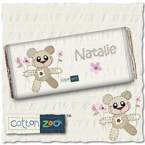 Personalised Cotton Zoo Girls Tweed the Bear Milk Chocolates Bar