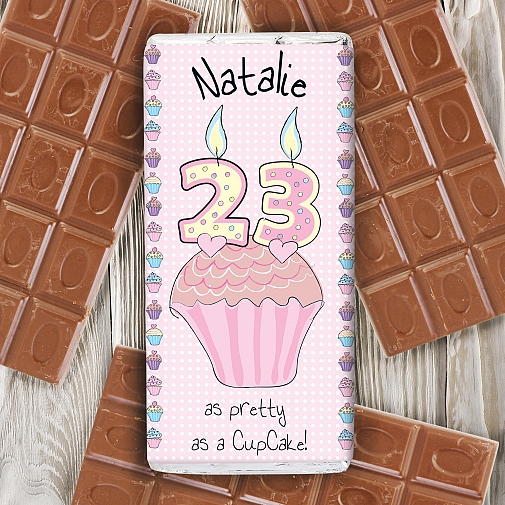 Personalised Cupcake Numbers Milk Chocolates Bar