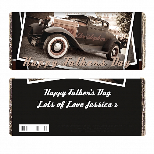 Personalised Classic Car Father's Day Milk Chocolates Bar