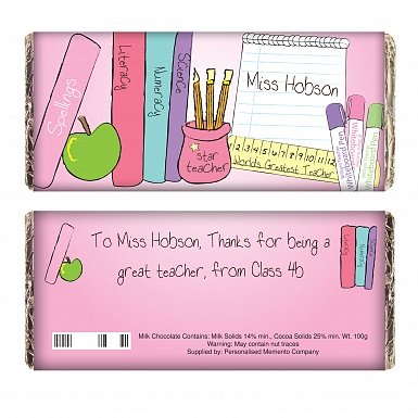 Personalised Teacher Female Milk Chocolates Bar