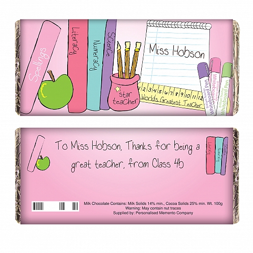 Personalised Teacher Female Milk Chocolates Bar