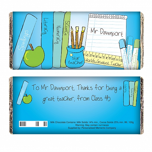 Personalised Teacher Male Milk Chocolates Bar