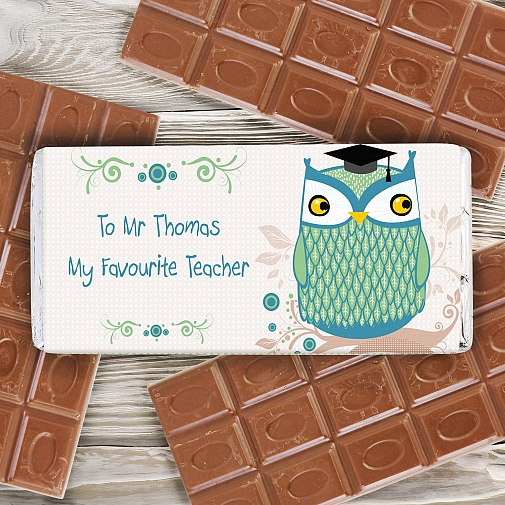 Personalised Mr Owl Milk Chocolates Bar