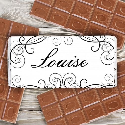 Personalised Black Swirl Milk Chocolates Bar