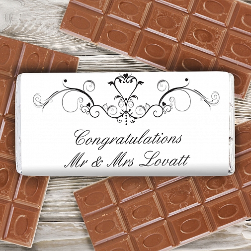 Personalised Ornate Swirl Milk Chocolates Bar