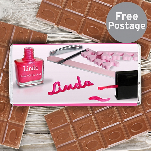 Personalised Pink Polish Milk Chocolates Bar