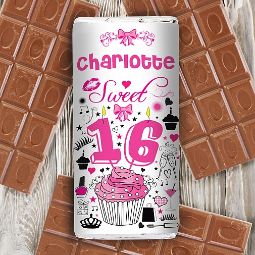 Personalised Sweet 16 Milk Chocolates Bar