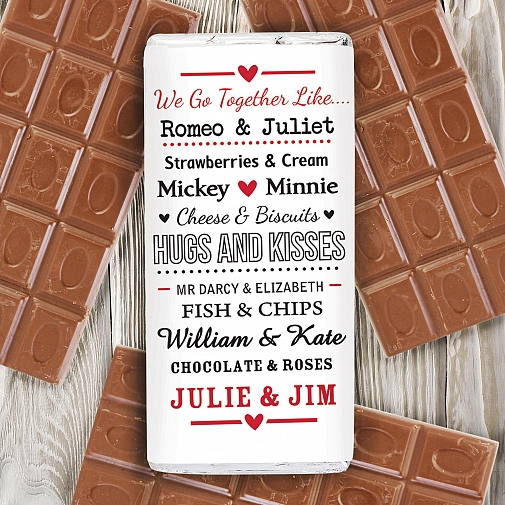 Personalised We Go Together Like.... Milk Chocolates Bar