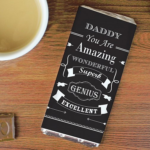 Personalised Vintage Typography Milk Chocolates Bar