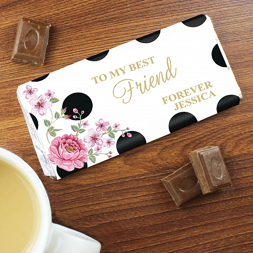 Personalised Floral Dot Milk Chocolates Bar