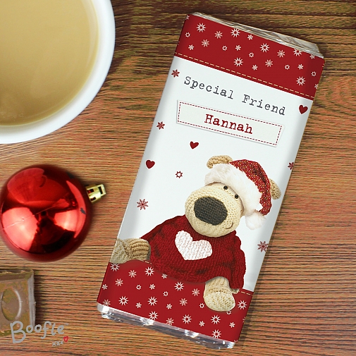 Personalised Boofle Christmas Love Chocolates Bar