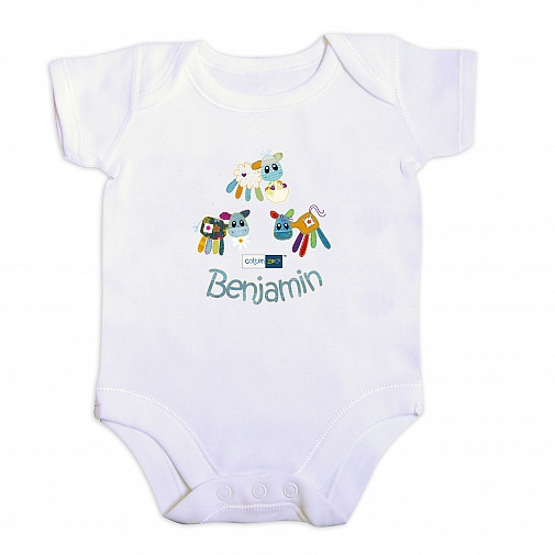 Personalised Cotton Zoo Boys Farmyard 0-3 Months Baby Vest