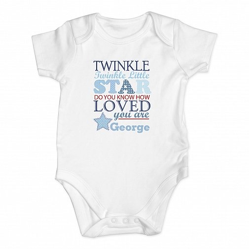 Personalised Twinkle Boys 0-3 Months Baby Vest