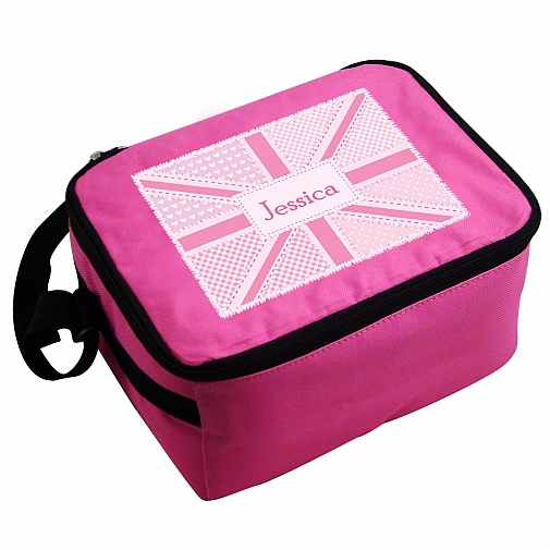 Personalised Pink Patchwork Union Jack Lunch Bag
