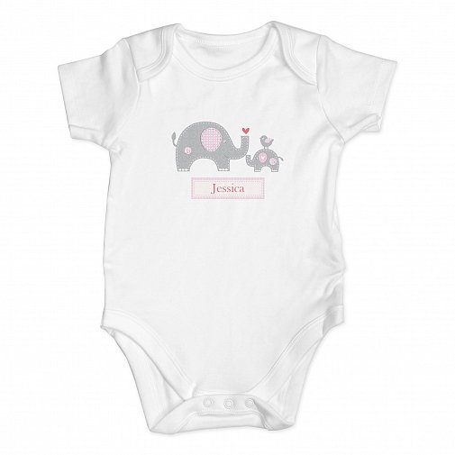 Personalised Pink Elephant 3-6 Months Baby Vest