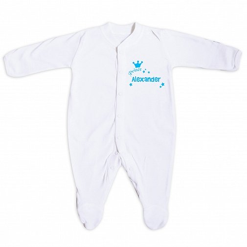 Personalised Little Prince Blue 3-6 Months Babygrow