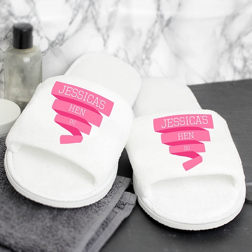 Personalised Pink Banner Velour Slippers