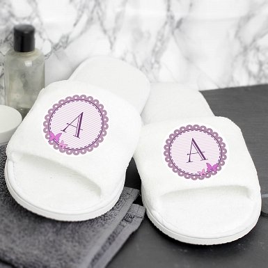 Personalised Butterfly Initial Velour Slippers