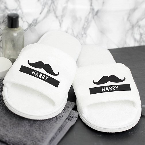 Moustache Velour Slippers