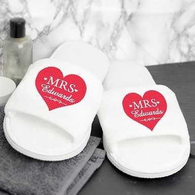 Personalised Mrs Velour Slippers