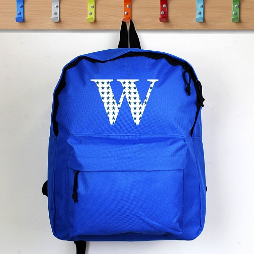 Personalised Star Initial Blue Backpack