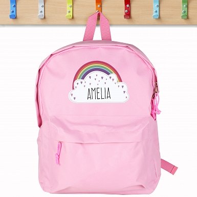 Personalised Rainbow Pink Backpack