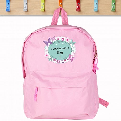 Personalised Butterfly Pink Backpack