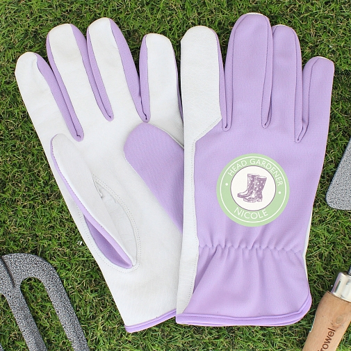 Personalised Head Gardener Medium Lilac Gardening Gloves
