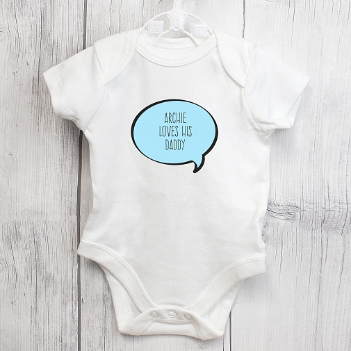 Personalised Blue Speech Bubble 0-3 Months Baby Vest