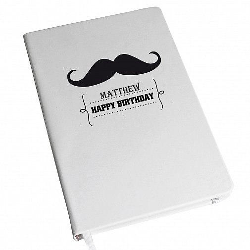 Personalised Moustache Hardback A5 Notebook
