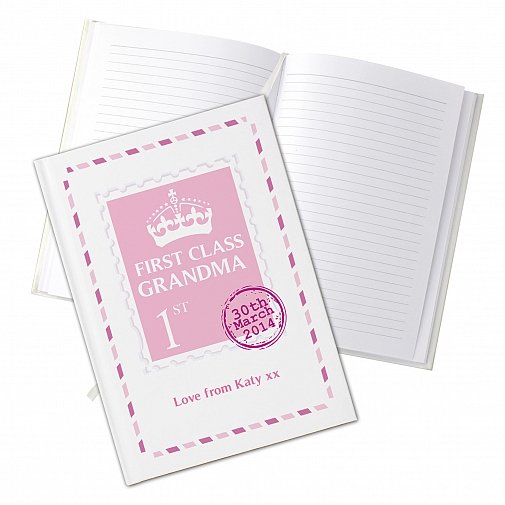 Personalised Pink 1st Class Hardback A5 Notebook