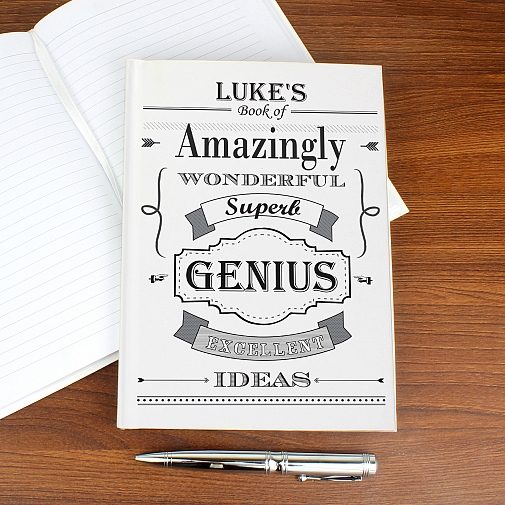Personalised Vintage Typography Hard Back A5 Notebook