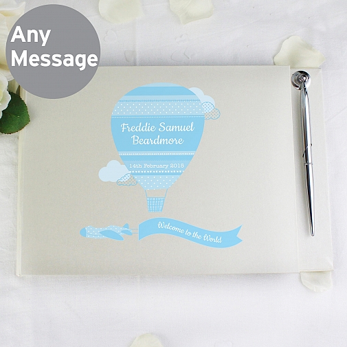 Personalised Up & Away Boys Guest Book & Pen