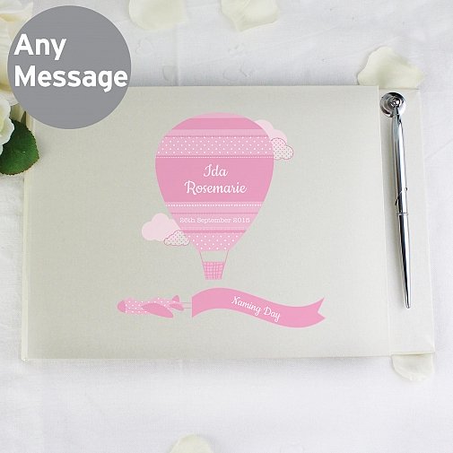 Personalised Up & Away Girls Guest Book & Pen