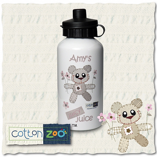 Personalised Cotton Zoo Girls Tweed the Bear Drinks Bottle