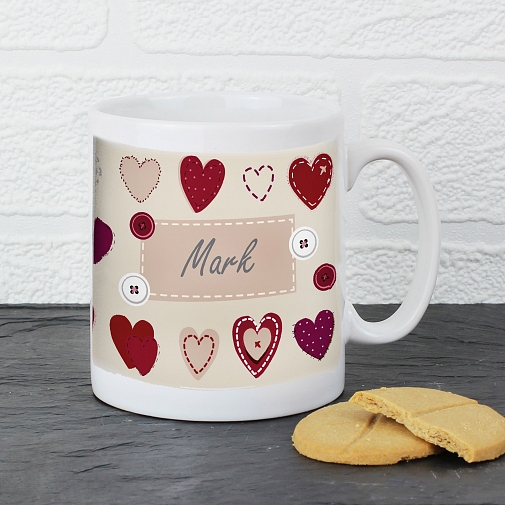 Fabric Heart Design Mug delivery to UK [United Kingdom]