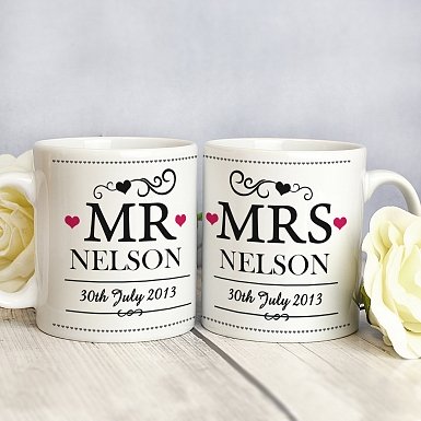 Personalised Mr & Mrs Mug Set