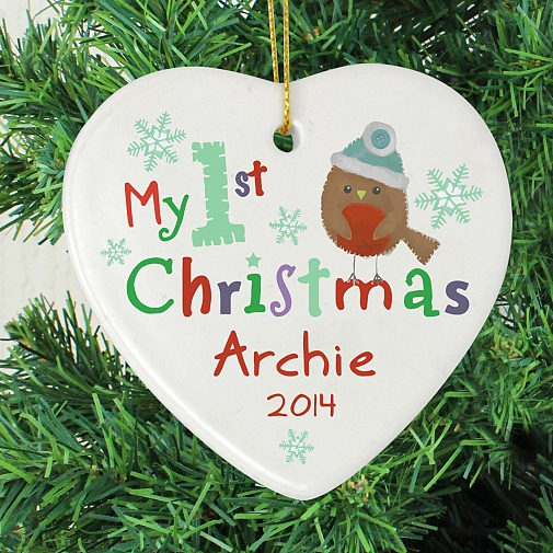 Personalised My 1st Christmas Ceramic Heart