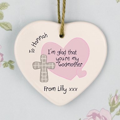 Personalised Godmother Ceramic Heart Decoration