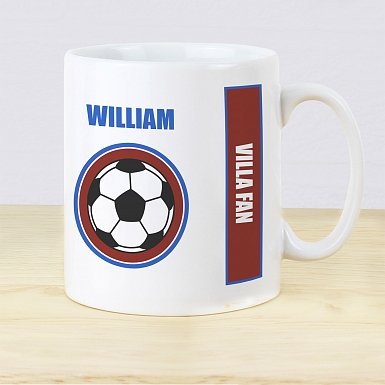 Personalised Claret and Blue Football Fan Mug