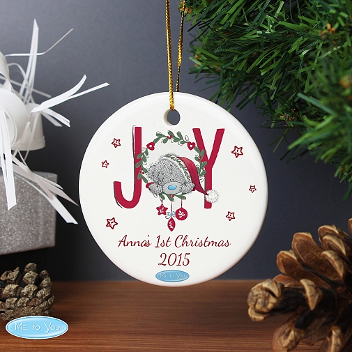 Personalised Me To You JOY Round Ceramic Decoration