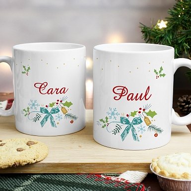 Personalised Classic Christmas Mug Set