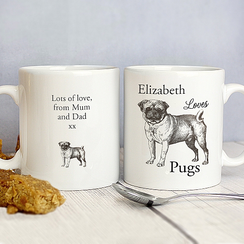 Personalised Loves Pugs Mug