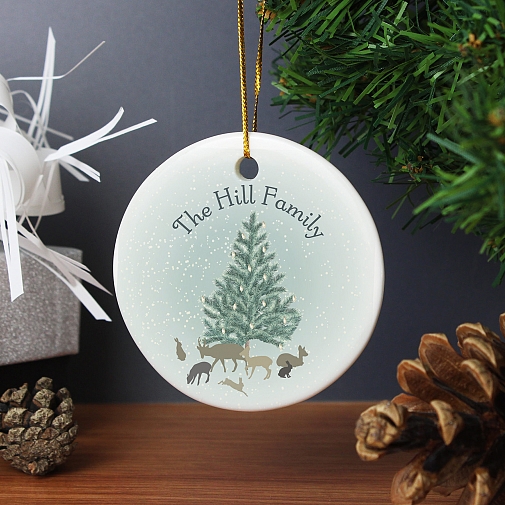 Personalised A Winter's Night Round Ceramic Decoration