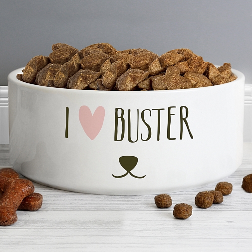 Personalised Dog Features 16cm Large White Pet Bowl