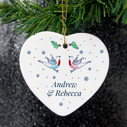 Personalised Couple's Christmas Heart Decoration