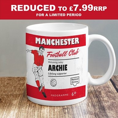 Personalised Vintage Football Red and White Supporter's Mug